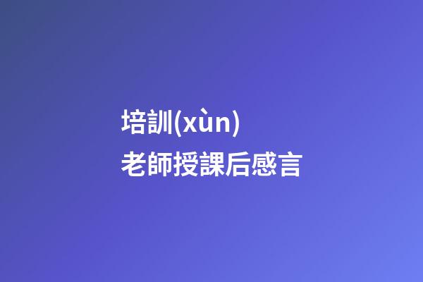 培訓(xùn)老師授課后感言