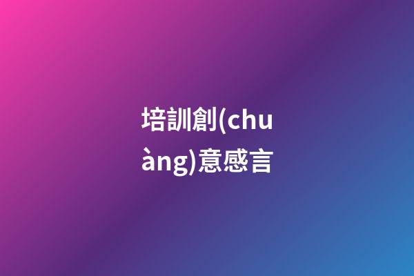 培訓創(chuàng)意感言