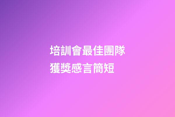 培訓會最佳團隊獲獎感言簡短