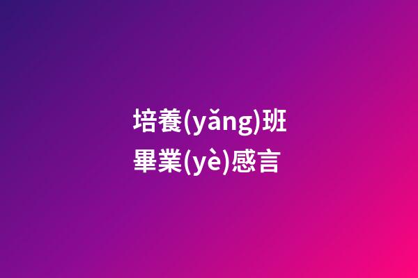 培養(yǎng)班畢業(yè)感言