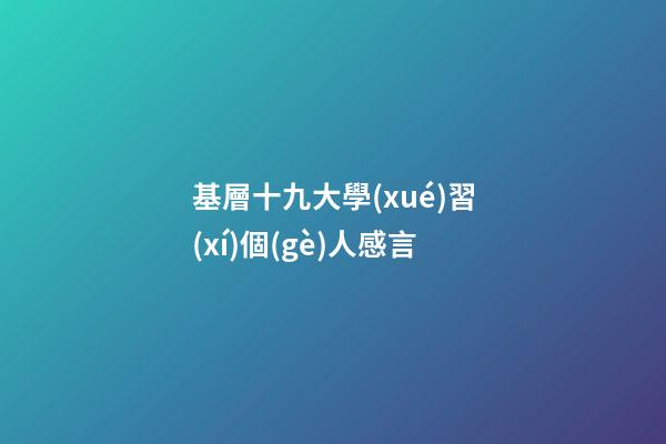 基層十九大學(xué)習(xí)個(gè)人感言