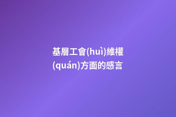 基層工會(huì)維權(quán)方面的感言