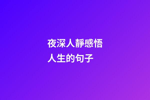 夜深人靜感悟人生的句子
