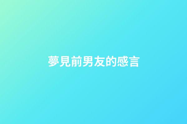 夢見前男友的感言