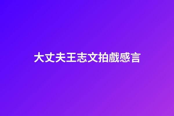 大丈夫王志文拍戲感言