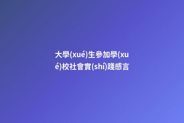 大學(xué)生參加學(xué)校社會實(shí)踐感言