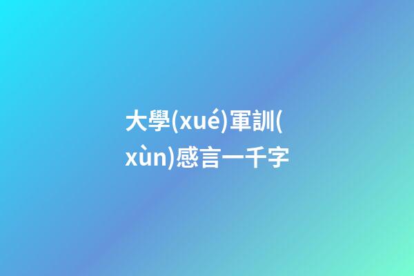 大學(xué)軍訓(xùn)感言一千字
