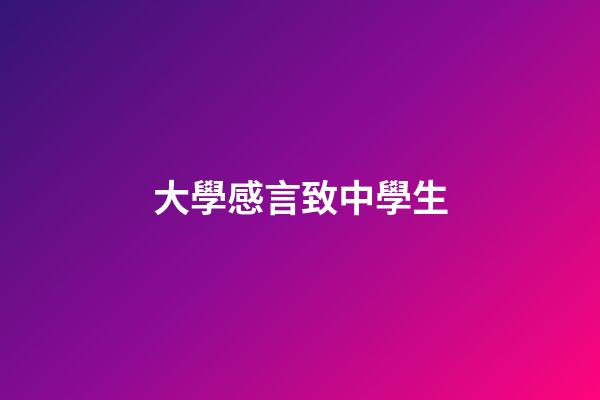 大學感言致中學生