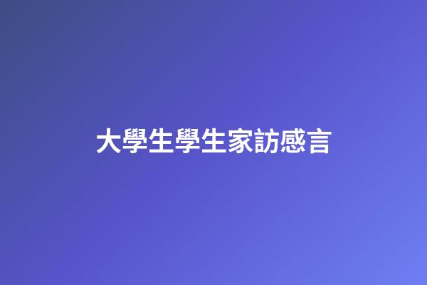 大學生學生家訪感言