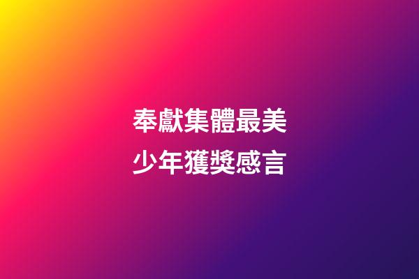 奉獻集體最美少年獲獎感言