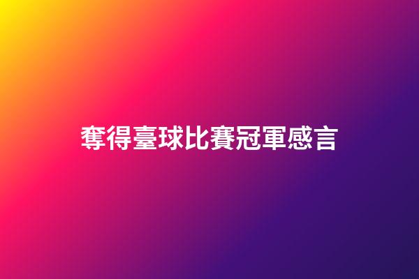 奪得臺球比賽冠軍感言
