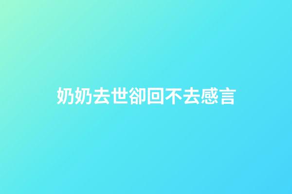 奶奶去世卻回不去感言