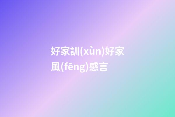 好家訓(xùn)好家風(fēng)感言