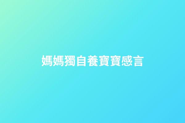 媽媽獨自養寶寶感言