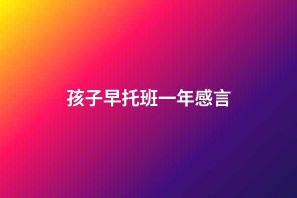 孩子早托班一年感言