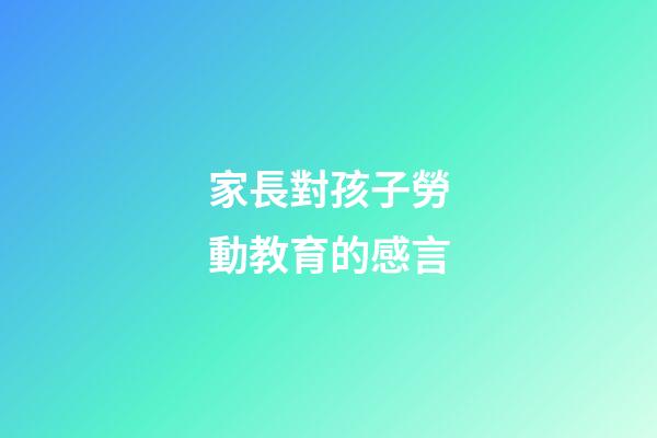 家長對孩子勞動教育的感言