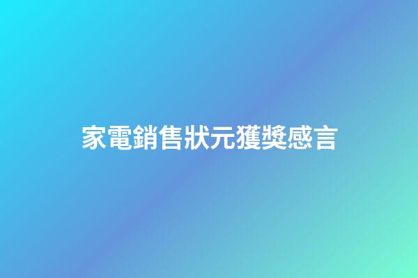 家電銷售狀元獲獎感言