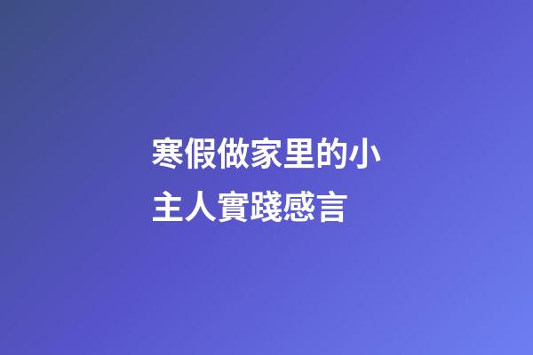 寒假做家里的小主人實踐感言