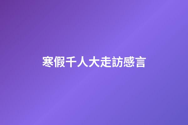 寒假千人大走訪感言