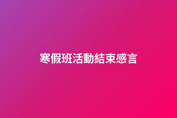 寒假班活動結束感言