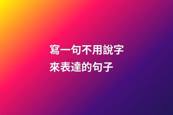 寫一句不用說字來表達的句子