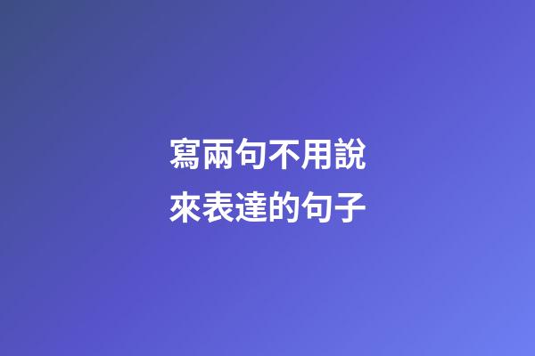 寫兩句不用說來表達的句子