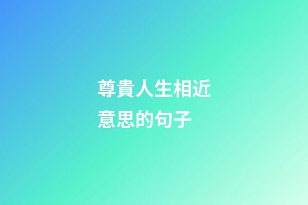 尊貴人生相近意思的句子