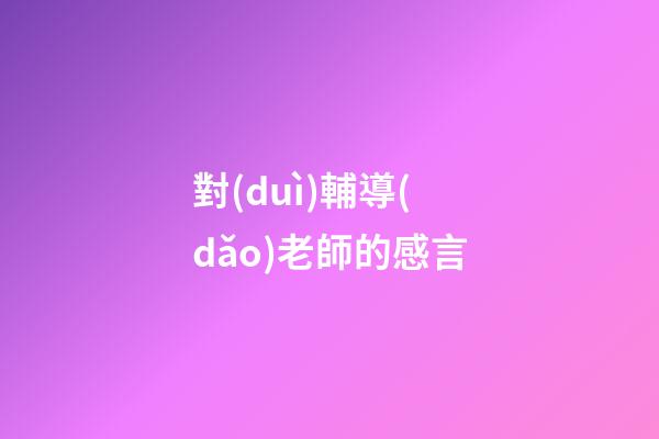 對(duì)輔導(dǎo)老師的感言