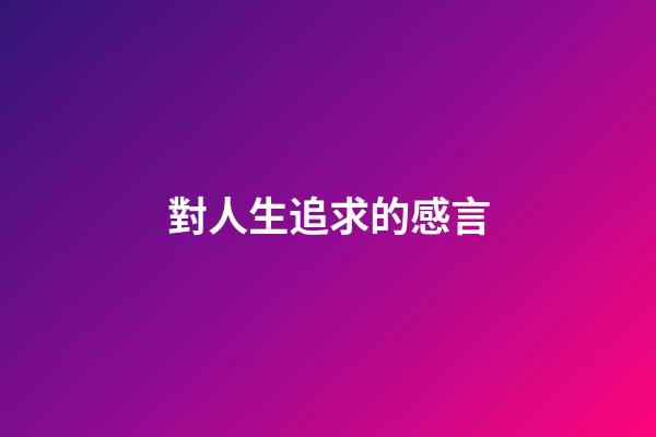 對人生追求的感言