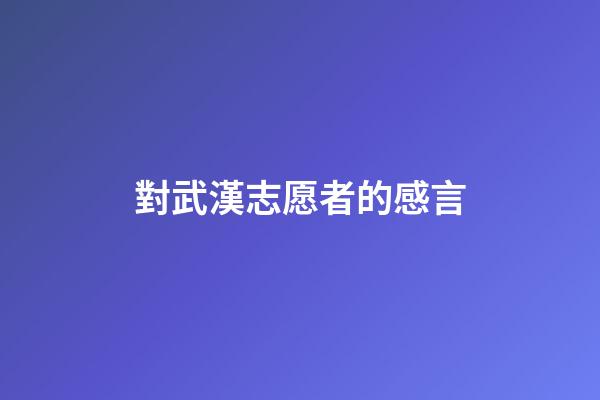 對武漢志愿者的感言
