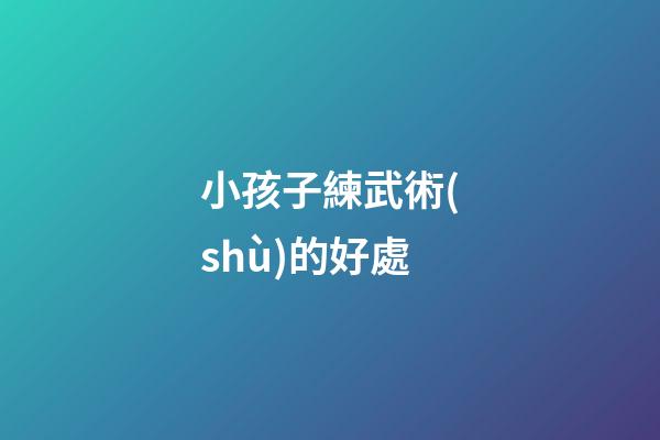小孩子練武術(shù)的好處