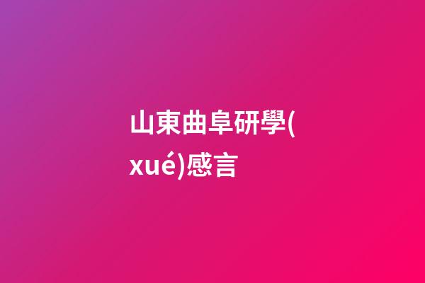 山東曲阜研學(xué)感言