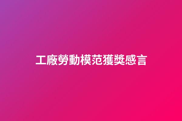 工廠勞動模范獲獎感言