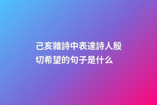 己亥雜詩中表達詩人殷切希望的句子是什么