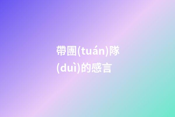 帶團(tuán)隊(duì)的感言
