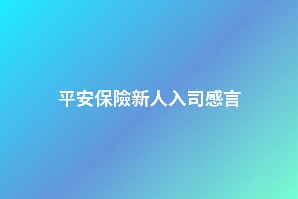 平安保險新人入司感言