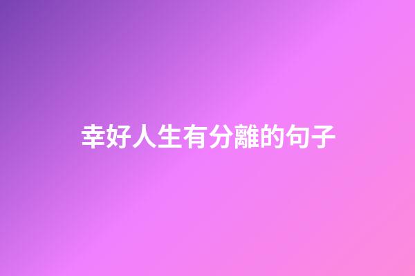 幸好人生有分離的句子