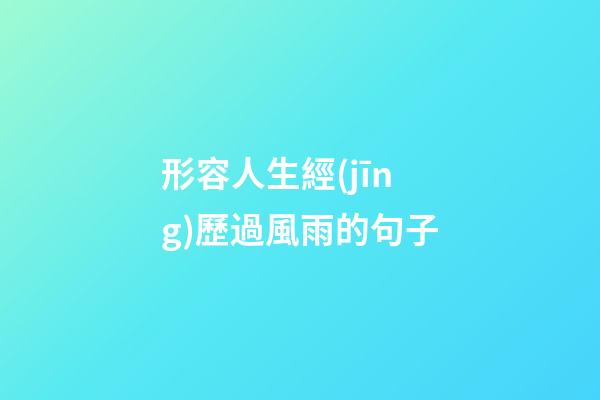 形容人生經(jīng)歷過風雨的句子