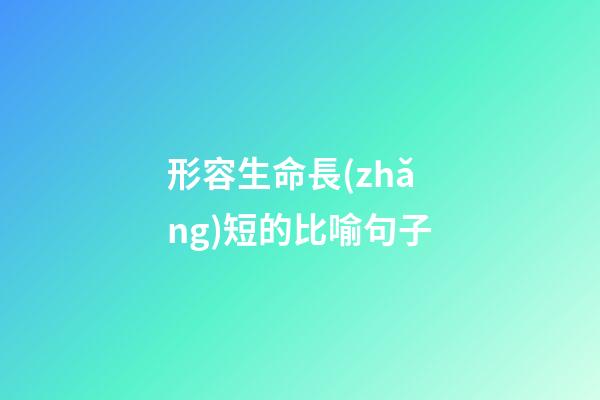 形容生命長(zhǎng)短的比喻句子