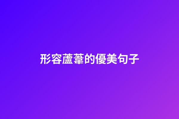 形容蘆葦的優美句子