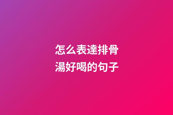 怎么表達排骨湯好喝的句子