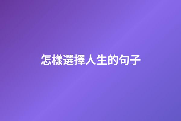 怎樣選擇人生的句子