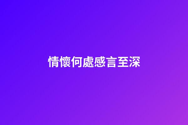 情懷何處感言至深