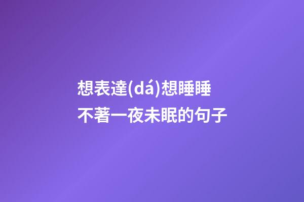 想表達(dá)想睡睡不著一夜未眠的句子