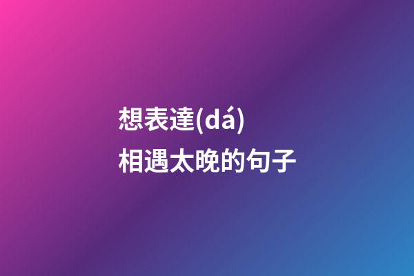 想表達(dá)相遇太晚的句子