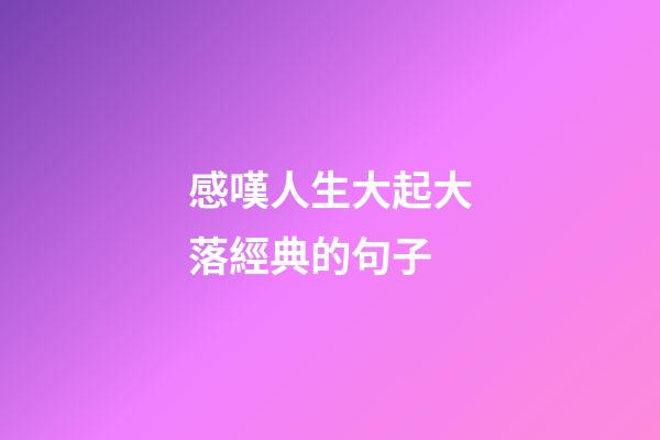 感嘆人生大起大落經典的句子