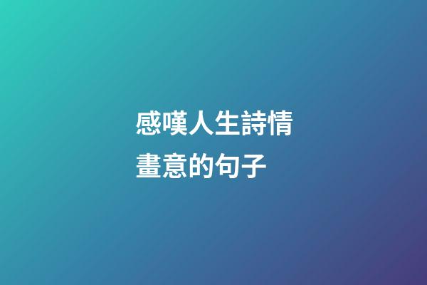 感嘆人生詩情畫意的句子