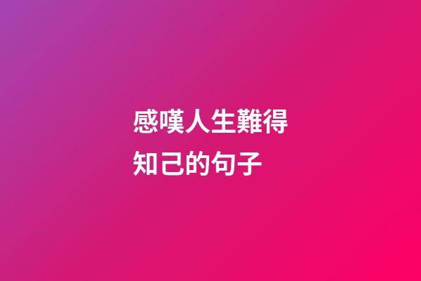 感嘆人生難得知己的句子