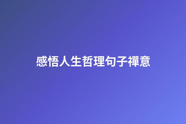 感悟人生哲理句子禪意