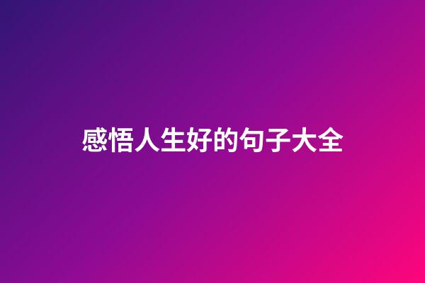 感悟人生好的句子大全